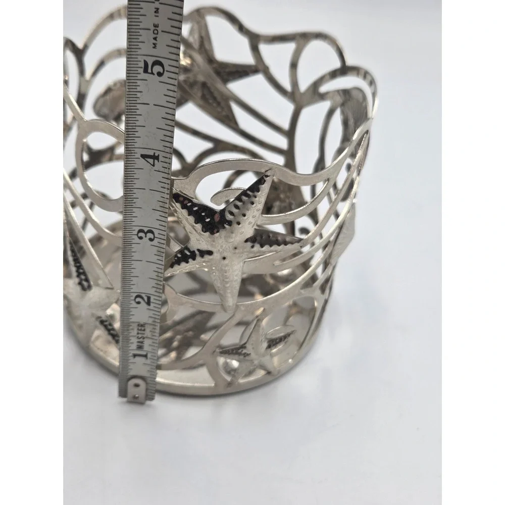 Yankee Candle Beachcomber Jar Holder Large Silver Beach Nautical Starfish Shells
